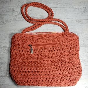 LINA Woven Crochet Style Orange Shoulder Bag
